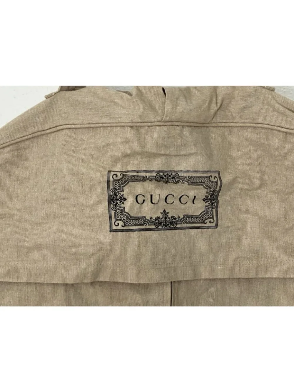 Gucci Garment Bag Beige Cotton Blend Soft Sided Foldable Handle Travel Full Zip